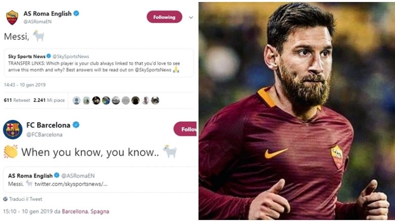 Roma dhe Barcelona replika në ‘Twitter’ – Giallorosët dëshirojnë të nënshkruajnë me Messin në janar