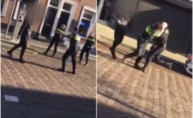 Polaku sulmon tre policë holandezë, zyrtarët policorë mbroheshin me shufra dhe sprej – mezi arritën ta “neutralizojnë” (Video)