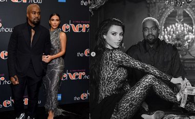 Kim Kardashian duket provokuese me fustan rrjete ndërsa pozon pranë bashkëshortit, Kanye West