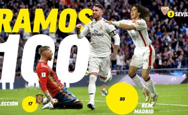 Ramos arrin shifrën e 100 golave në karrierë  