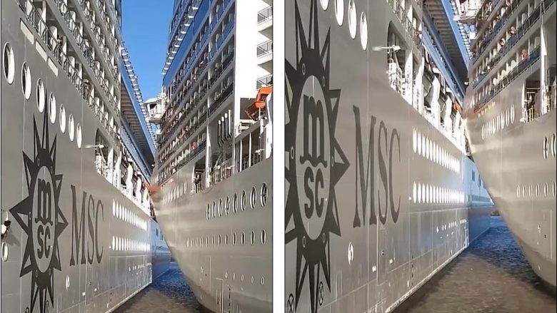 Momenti i përplasjes së dy anijeve gjigante në portin e Buenos Airesit (Video)
