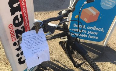 Biçikletën e ktheu me shënimin ku kërkon falje, pretendon se nuk e vodhi por vetëm e shfrytëzoi (Foto)