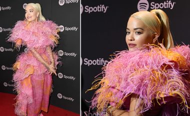 Me përplot pupla dhe ansambël ngjyrash, Rita Ora mahnit me dukjen e saj në para-mbrëmjen e “Grammy Awards”