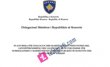 Ekskluzive: Platforma e dialogut thotë se sovraniteti i Kosovës është i padiskutueshëm (Dokument)
