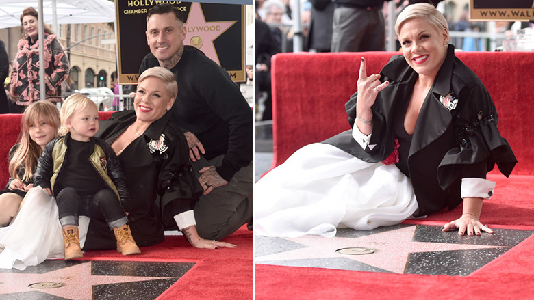 Pink gëzon tashmë yllin e saj në “Walk of Fame”, shijon me bashkëshortin dhe fëmijët momentin e veçantë