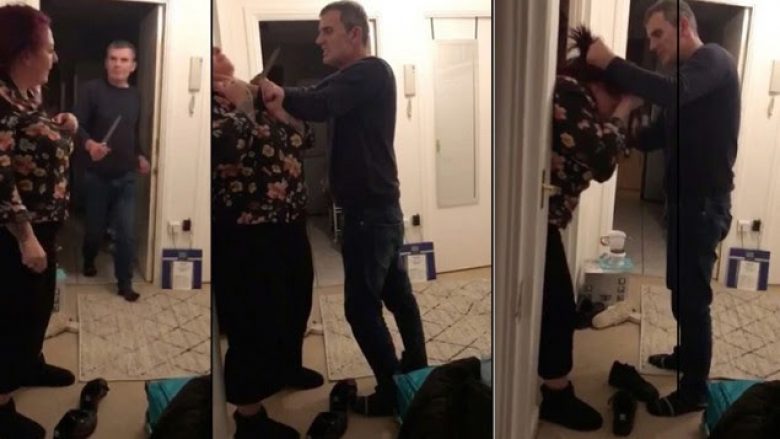 Shqiptari kapet duke kërcënuar gruan me thikë në fyt