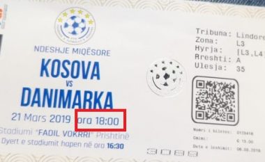 FFK-ja arsyetohet pse në disa bileta fillimi i ndeshjes Kosovë-Danimarkë është në ora 18:00