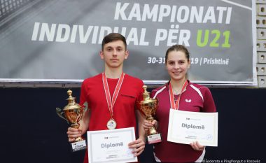 Pingpong, Kreshnik Mahmuti dhe Era Janjeva shpallen kampionë për U-21
