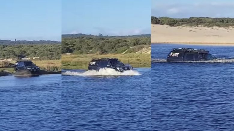 Të rinjtë vendosën të kalojnë lumin me veturë – por a ia dolën ata? (Video)