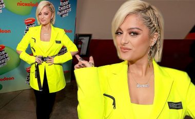 Bebe Rexha rrëmben vëmendjen me xhaketë neoni në “Kids ‘Choice Awards”