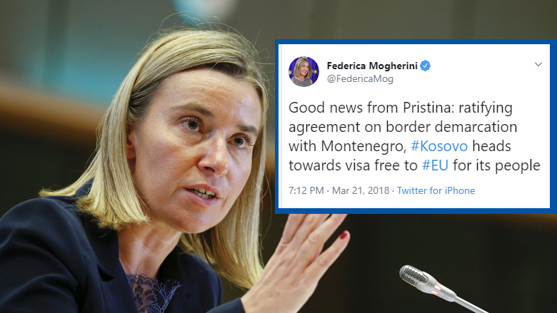 Kur Mogherini iu gëzua ratifikimit të demarkacionit dhe tha se Kosova është drejt liberalizmit të vizave