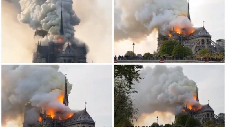 Pamje nga zjarri që ka kapluar katedralen Notre Dame në Paris (Foto/Video)