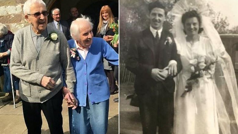 Çifti 95-vjeçar martohet sërish në të njëjtën kishë ku u betuan 75 vite më parë (Foto)