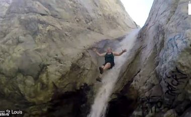 Lëshohen nëpër ujëvarat më të pjerrëta, çifti eksplorues nuk shpëton pa lëndime (Video)