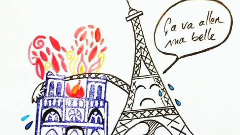 Karikaturat e ditës për zjarrin që dogji katedralen ‘Notre Dame’ në Paris (Foto)