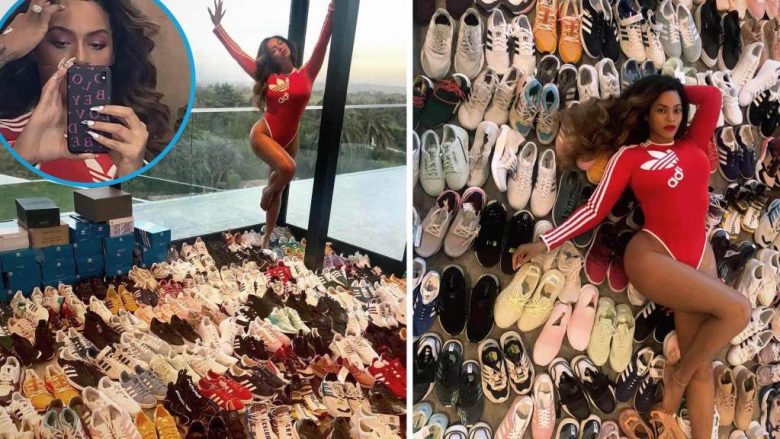 Beyonce pozon mbi koleksionin e saj gjigant të atleteve “Adidas”