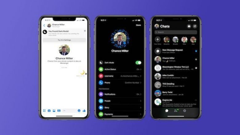 Modaliteti i errët (Dark Mode) për Facebook Messenger tani i gatshëm në të gjitha platformat