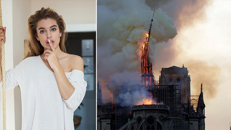 Skandali i radhës nga modelja Marisa Papen, feston e zhveshur djegien e katedrales Notre Dame