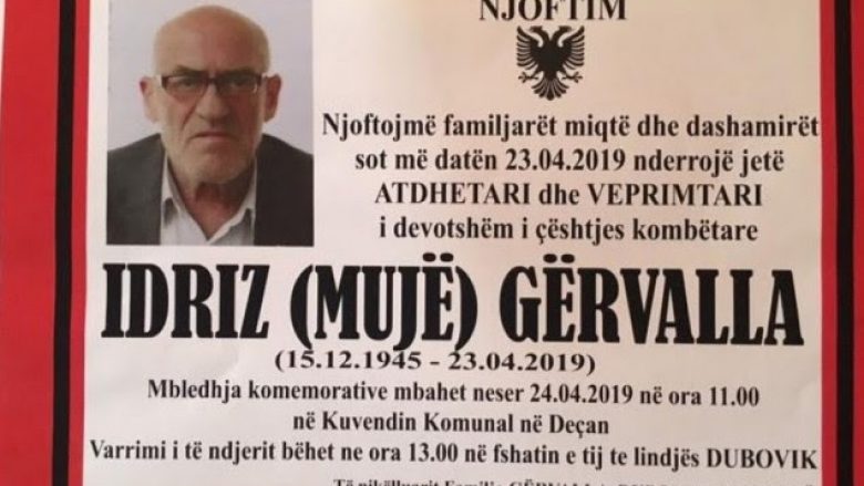 Mustafa ngushëllon për vdekjen e Idriz Gërvallës