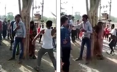 U mundua të arratiset nga India me një grua të martuar, fshatarët e lidhin për peme dhe e rrahin së bashku me të afërmet që e ndihmuan (Video)