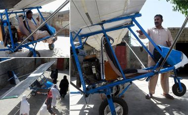 Ndërton aeroplan duke përdorur triçiklin dhe rrobat e prodhuara nga thasët, pakistanezi rrëmben vëmendjen e forcave ajrore (Foto)  