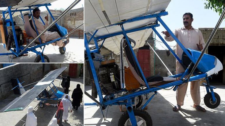 Ndërton aeroplan duke përdorur triçiklin dhe rrobat e prodhuara nga thasët, pakistanezi rrëmben vëmendjen e forcave ajrore (Foto)  
