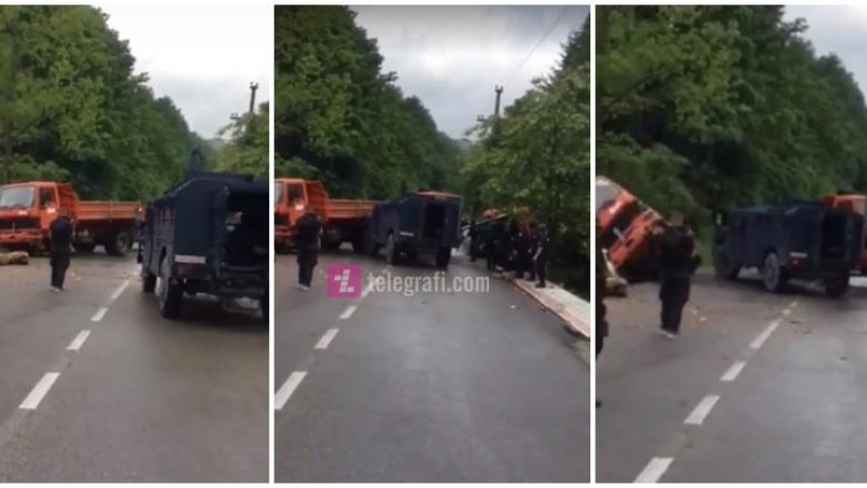 Momenti kur forcat e ROSU-s largojnë barrikadat e vendosura në Zubin Potok (Video)