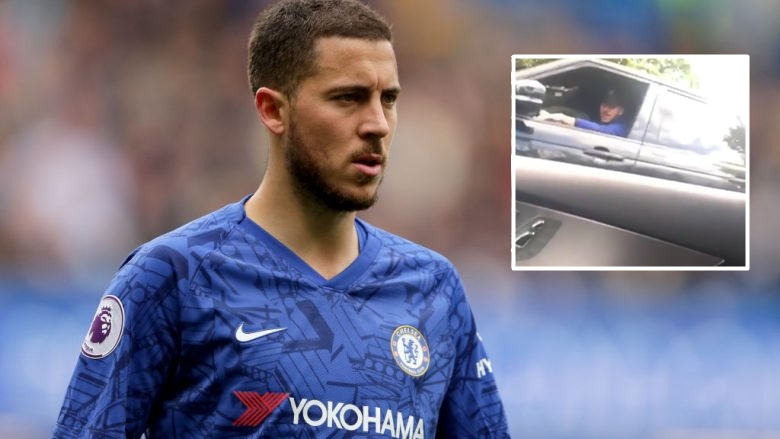 Hazard lëviz kokën në shenjë mohimi kur pyetet nga tifozët se a do të qëndrojë te Chelsea