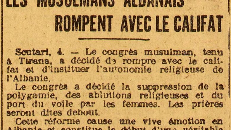 Mediat franceze më 1923: Myslimanët shqiptarë shkëputen nga Kalifati
