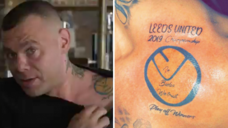 Tifozi i Leedsit bën tatuazh pasi ishte i bindur në inkuadrimin e ekipit të tij në Ligën Premier – pas dështimit ai tallet nga të tjerët dhe i kërkohet ta fshijë