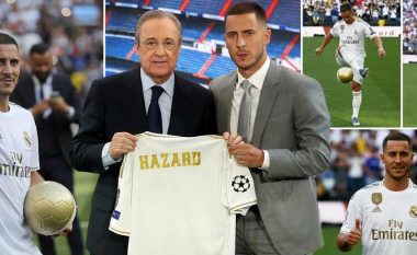 Gjithçka çfarë ndodhi në prezantimin e Eden Hazard te Real Madridi: Arritja në kryeqytet, testet mjekësore, konferenca, fanella pa numër, fansat dhe puthja e logos së klubit