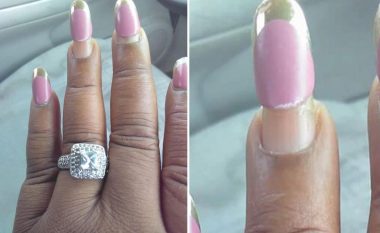 Deshi t’i tregonte të gjithëve unazën e fejesës me diamant, vëmendjen e morën thonjtë (Foto)