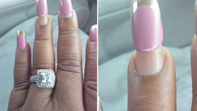 Deshi t’i tregonte të gjithëve unazën e fejesës me diamant, vëmendjen e morën thonjtë (Foto)