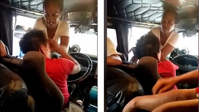 E zë me tjetrën në autobus, gruaja e nervozuar sulmon brutalisht partnerin dhe “rivalen” (Video)