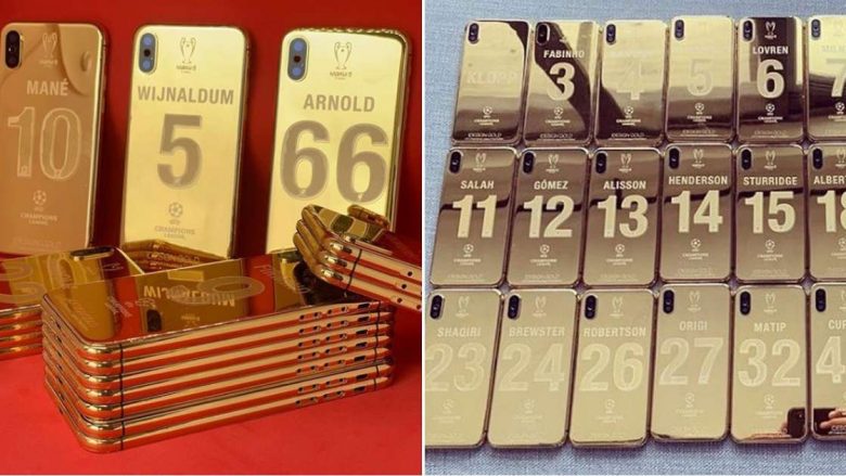 Lojtarëve të Liverpoolit iu dhurohet nga një iPhone prej ari 24 karatësh pas triumfit në Ligën e Kampionëve, vlera e secilit katër mijë euro