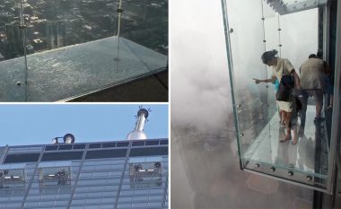 Tmerrohen turistët, plasaritje në “ballkonin prej xhami” në katin e 103-të të një ndërtese në Çikago (Foto/Video)
