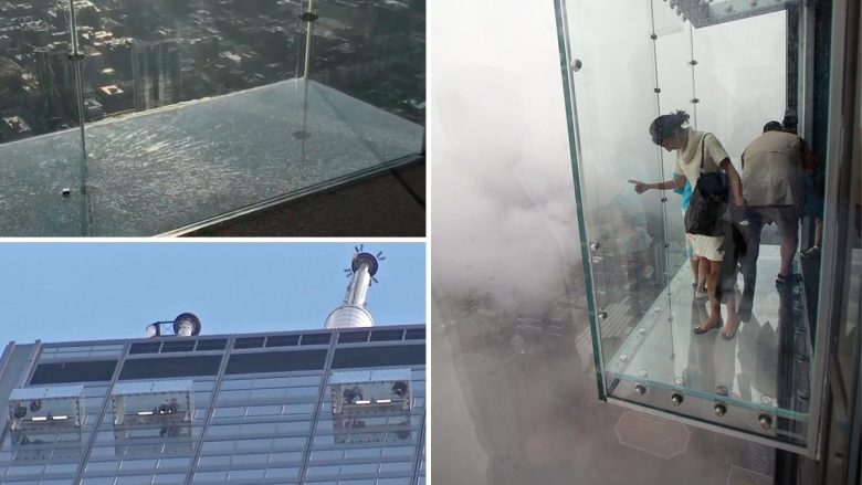 Tmerrohen turistët, plasaritje në “ballkonin prej xhami” në katin e 103-të të një ndërtese në Çikago (Foto/Video)