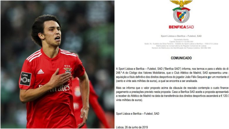 Benfica konfirmon ofertën prej 126 milionë eurosh për Joao Felixin