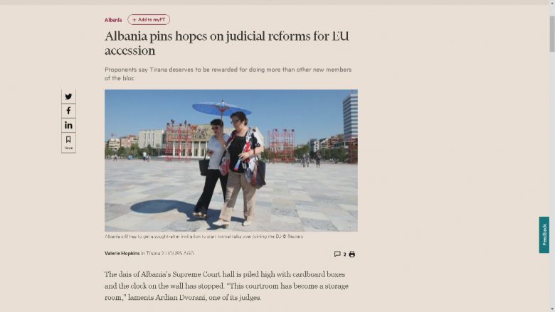 Financial Times: Politika e brendshme e Shqipërisë, pamje jo tërheqëse për BE-në
