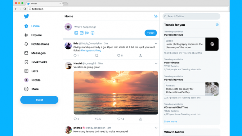 Twitter e ka zyrtarizuar ri dizajnimin e ueb-faqes