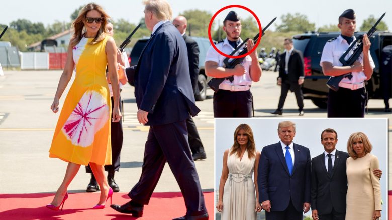 Ushtarët francezë nuk i ndajnë sytë nga Melania Trump