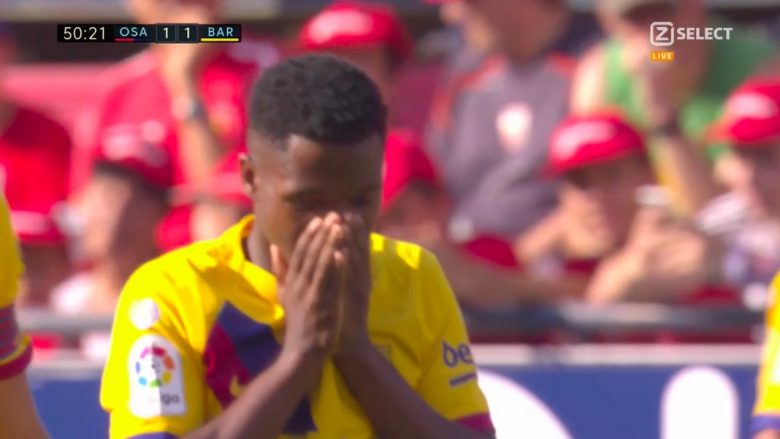 16-vjeçari Ansu Fati gjen golin e parë me fanellën e Barcelonës, feston me lot në sy