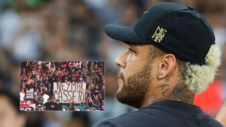 Tifozët e PSG-së me mesazhe ofenduese kundrejt Neymarit, i thonë të largohet