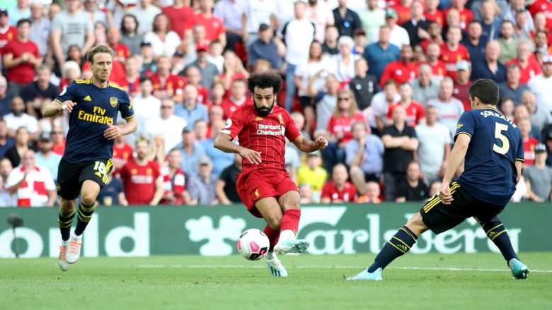 Salah shënon golin e dytë personal dhe të tretin të Reds kundër Arsenalit