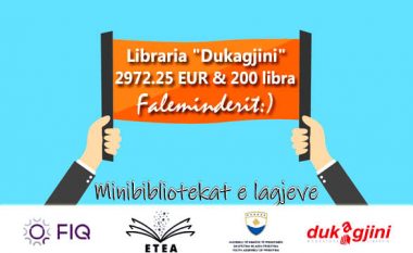 Libraria “Dukagjini” ndan 200 libra dhe 3 mijë euro për 12 mini-biblioteka në gjithë Prishtinën