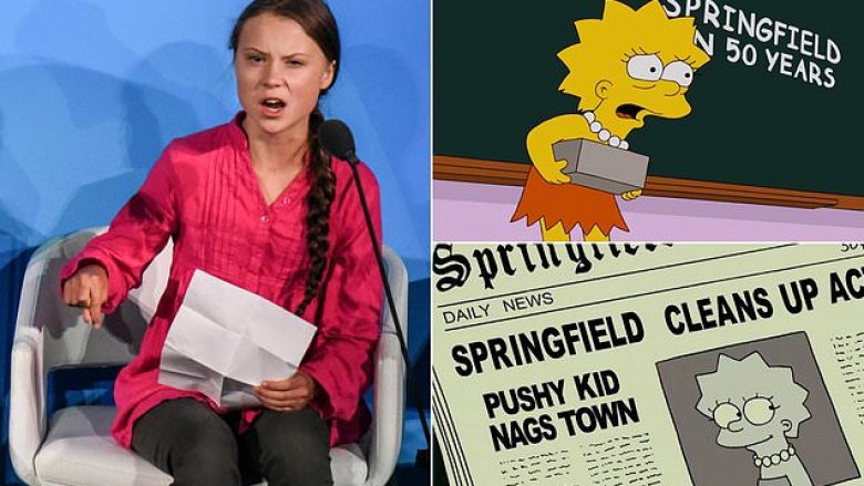 Njerëzit mendojnë se “The Simpsons” parashikoi edhe ngritjen e famës së Greta Thunberg, pasi ajo ngjason jashtëzakonisht me personazhin Lisa