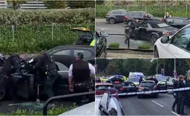 Si nëpër filma: Policia britanike ndjek hajnat edhe me helikopter, thyen xhamin e veturës për të nxjerrë shoferin