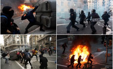 Barcelona mbushet me demonstrues, mbi gjysmë milioni katalonas dalin nëpër rrugë – hedhin gurë, shishe e gaz lotsjellës