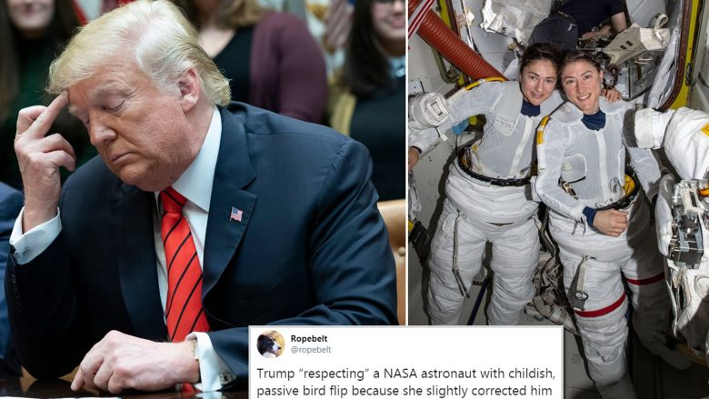 E korrigjoi gjatë fjalimit, Trump ia ngrit “gishtin e mesëm” astronautes