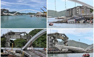 Pamje rrëqethëse, shembet ura në Tajvan – autocisterna që po lëvizte nëpër të bie mbi barkat e peshkatarëve
